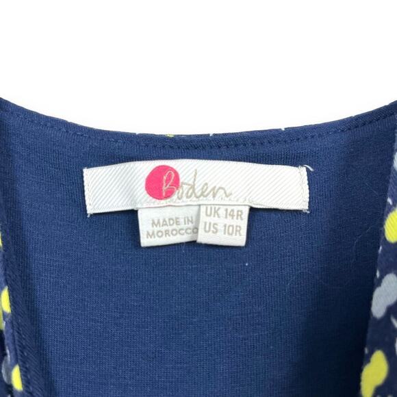 Boden Dress Womens 10R Blue Willa Jersey Wrap Dress Sleeveless Apple Print - Picture 6 of 8